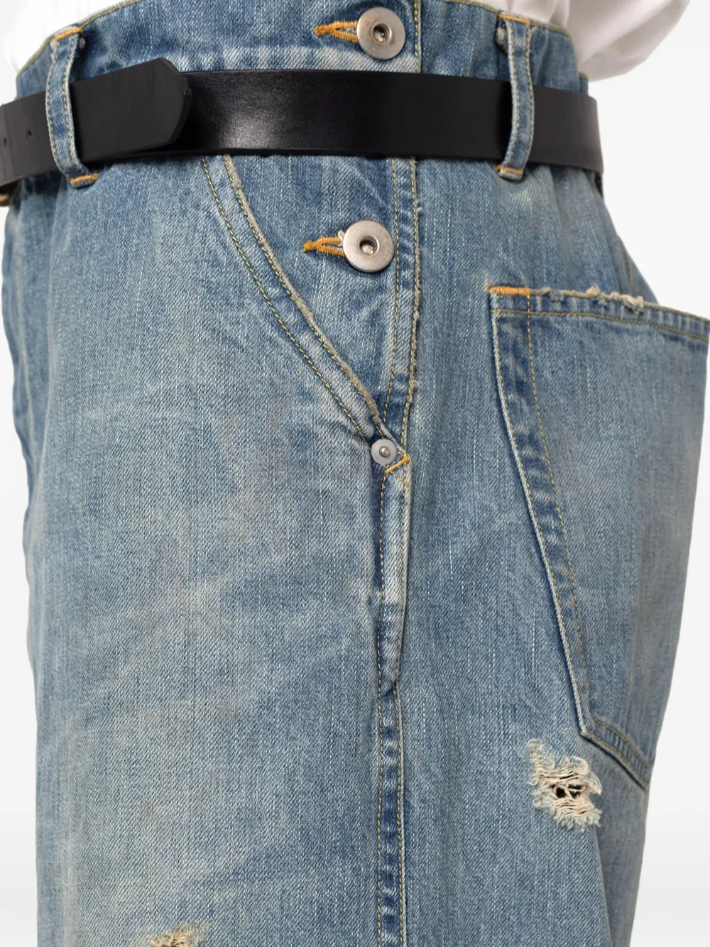 Kamiya Distressed Ripped Trousers In Blue