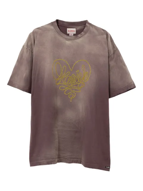 KAMIYA  embroidered-heart cotton T-shirt