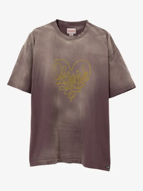 KAMIYA  embroidered-heart cotton T-shirt