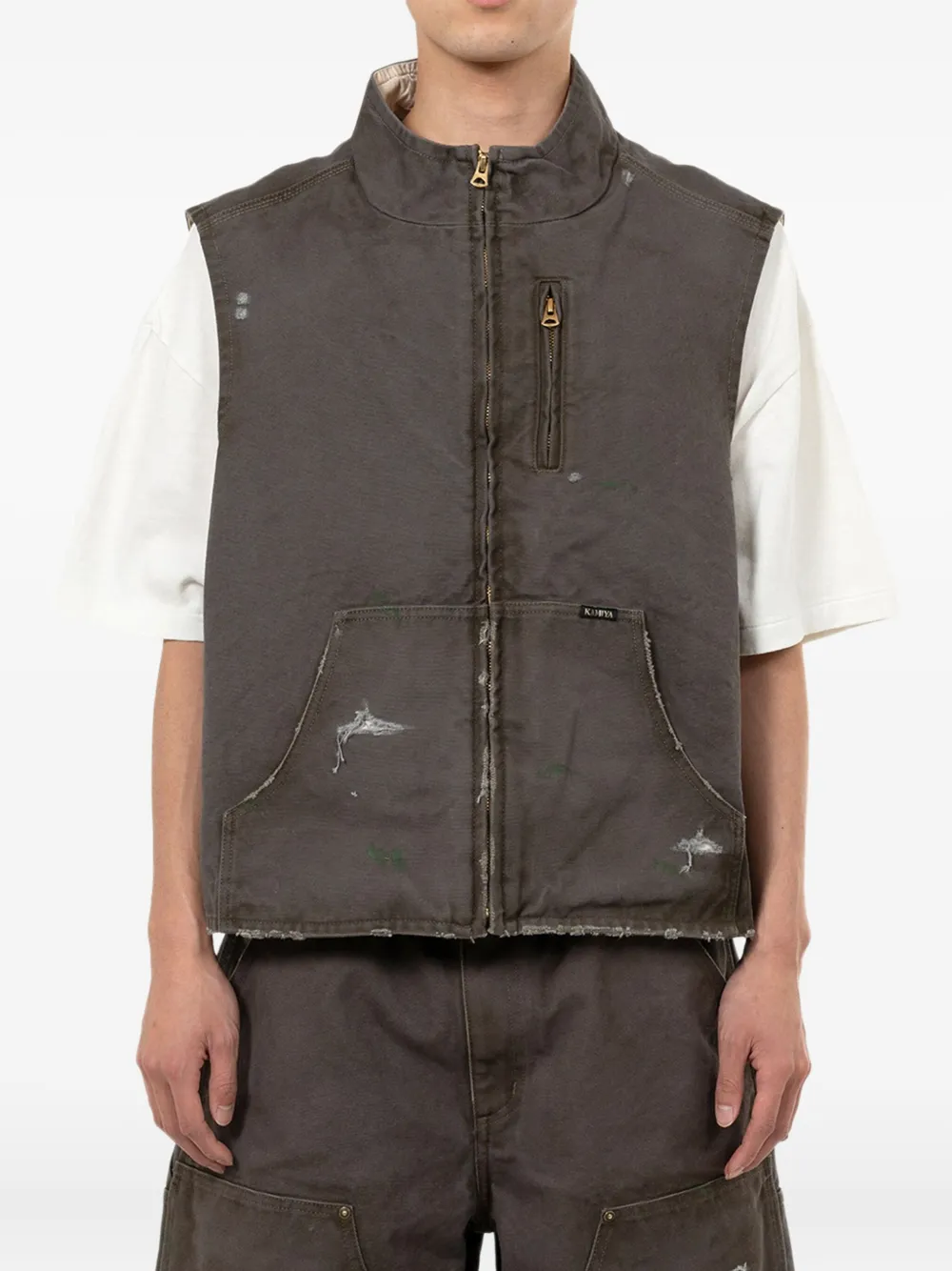 KAMIYA  distressed zip-fastening vest | Vests & Tank Tops | Image 2