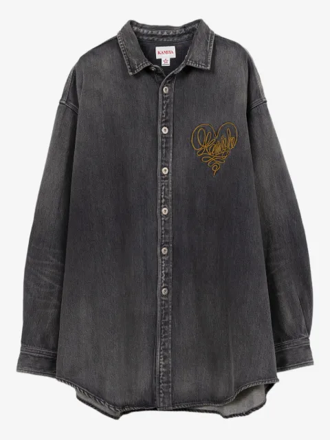 KAMIYA  surchemise en jean à cœur brodé