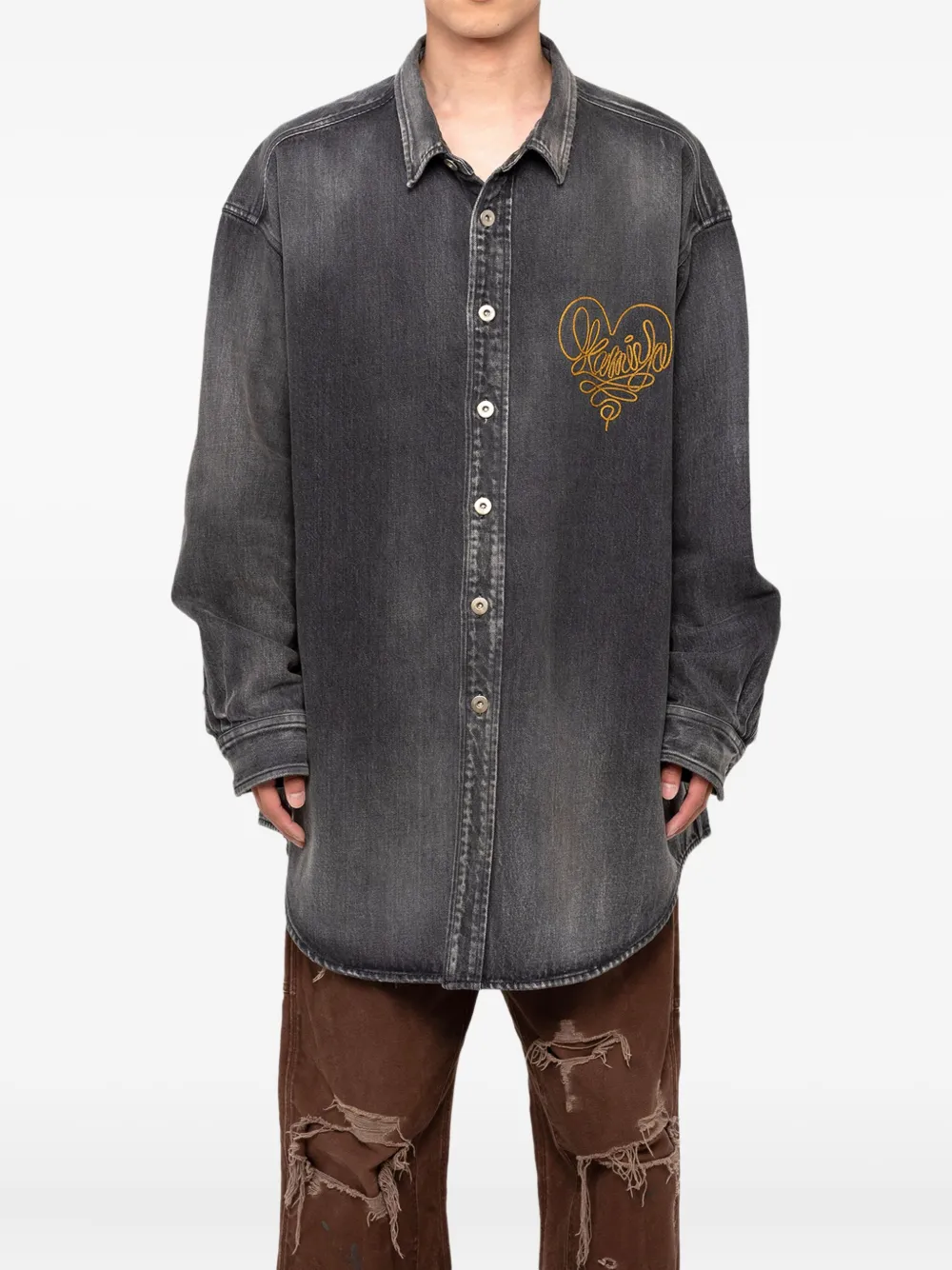 KAMIYA  heart-embroidered denim shirt jacket | Denim Jackets | Image 2