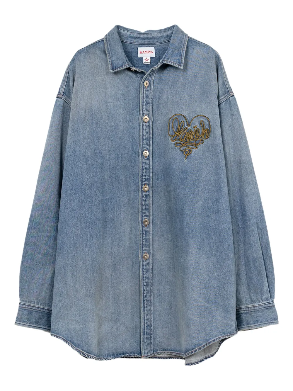 KAMIYA  heart-embroidered denim shirt jacket | Image 1