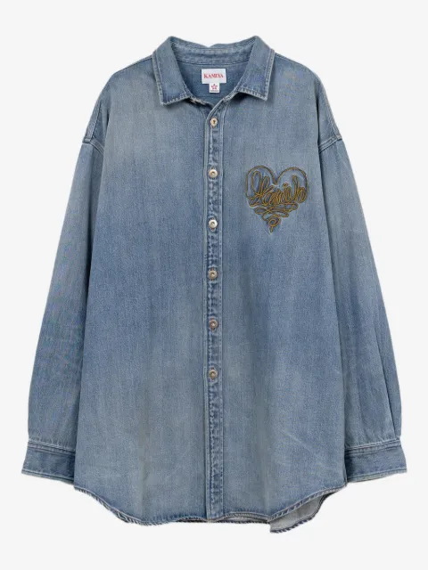 KAMIYA  surchemise en jean à cœur brodé