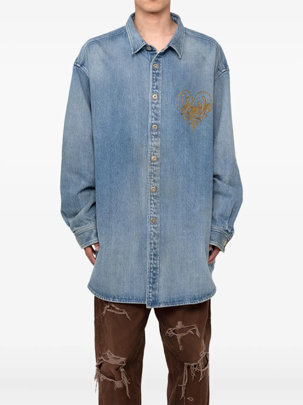 KAMIYA  heart-embroidered denim shirt jacket | Denim Jackets | Image 2