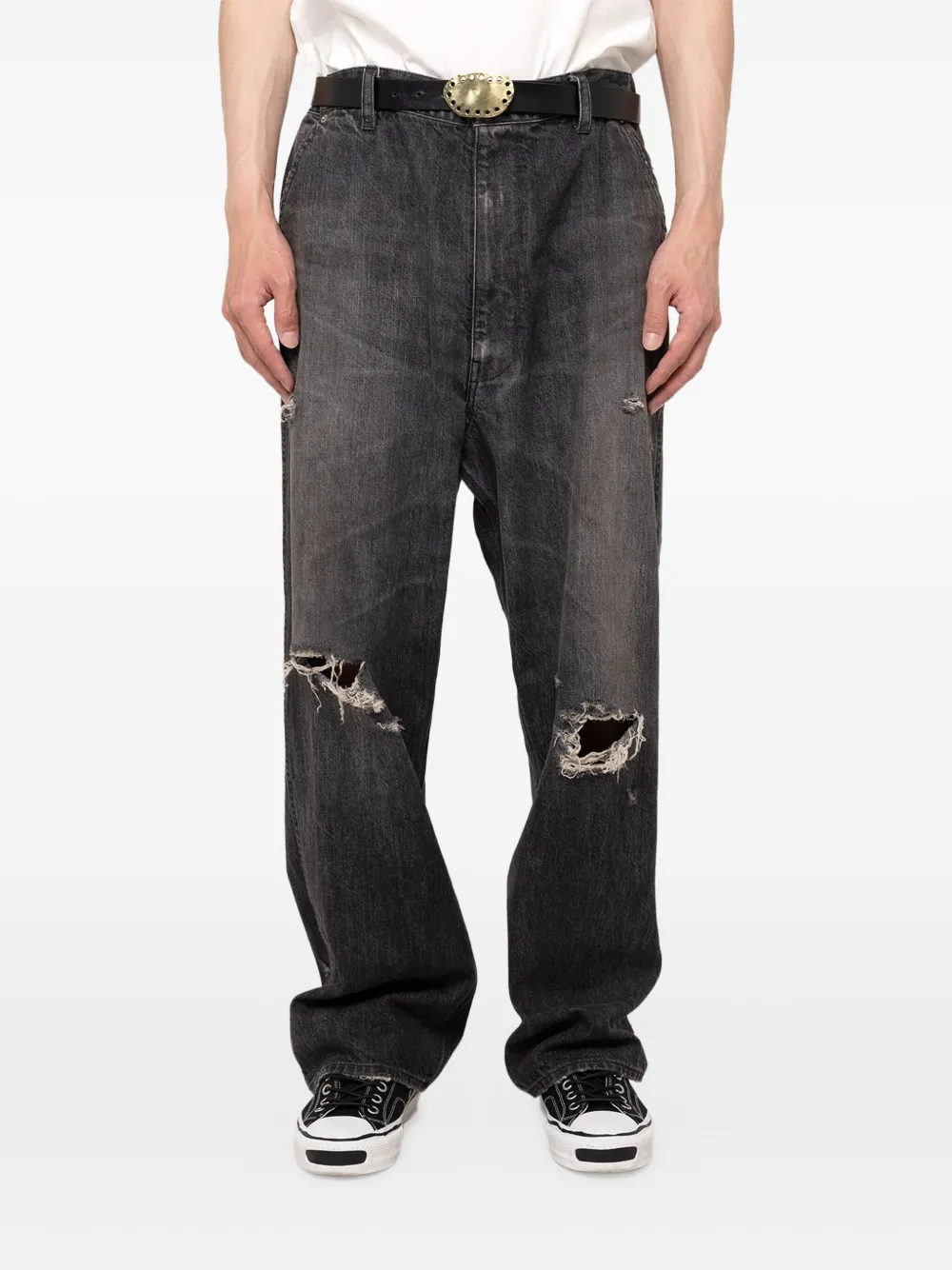 KAMIYA Gerafelde jeans - Zwart