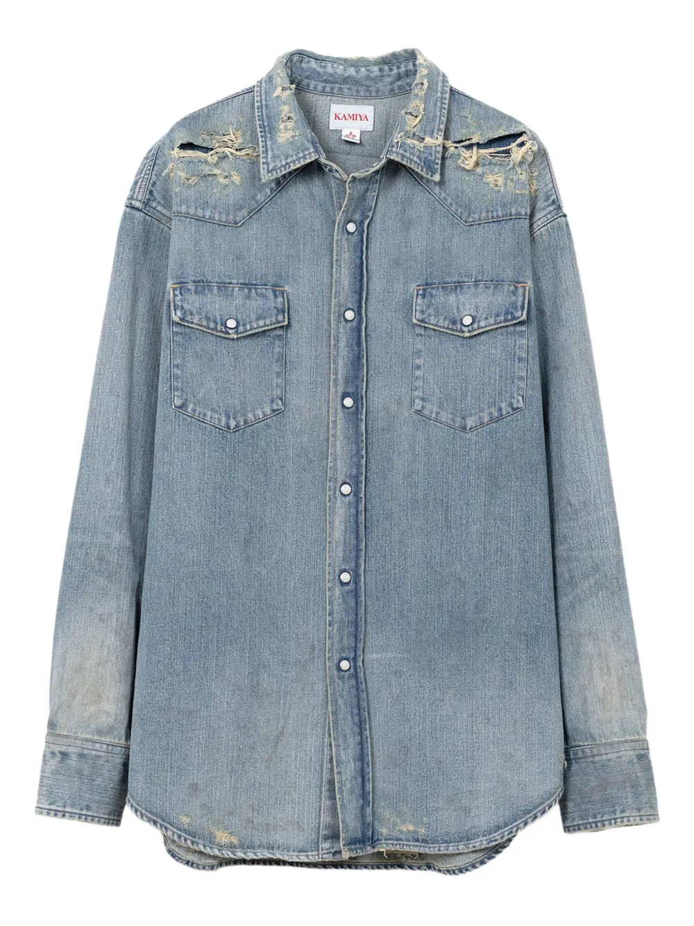 KAMIYA  distressed denim shirt | Blue | Image 1