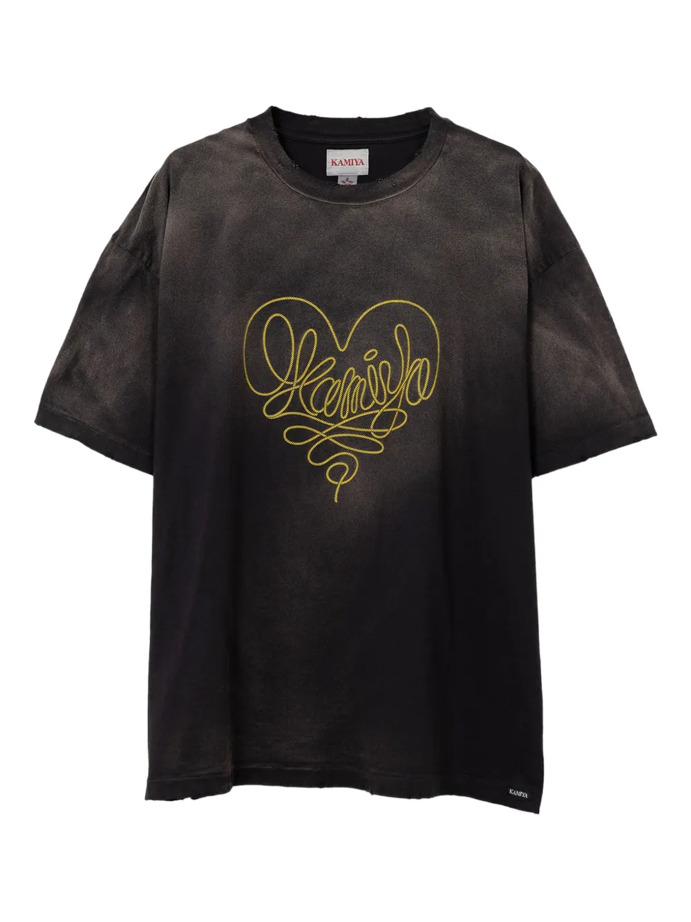 KAMIYA  Rope heart-logo cotton T-shirt | Black | Image 1