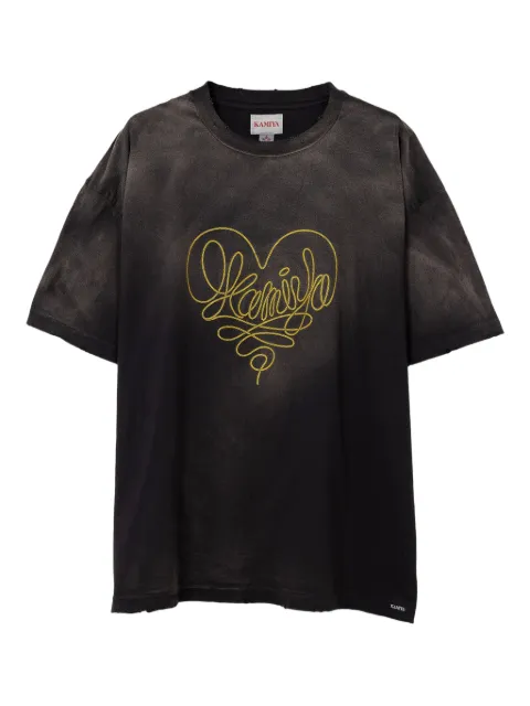 KAMIYA  Rope heart-logo cotton T-shirt