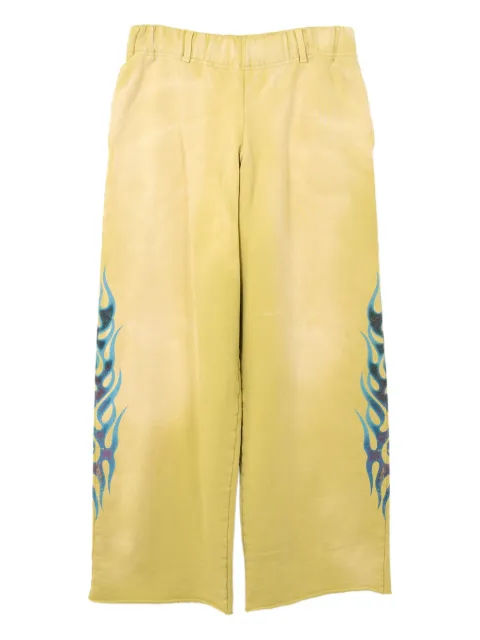 KAMIYA flame-print distressed trousers