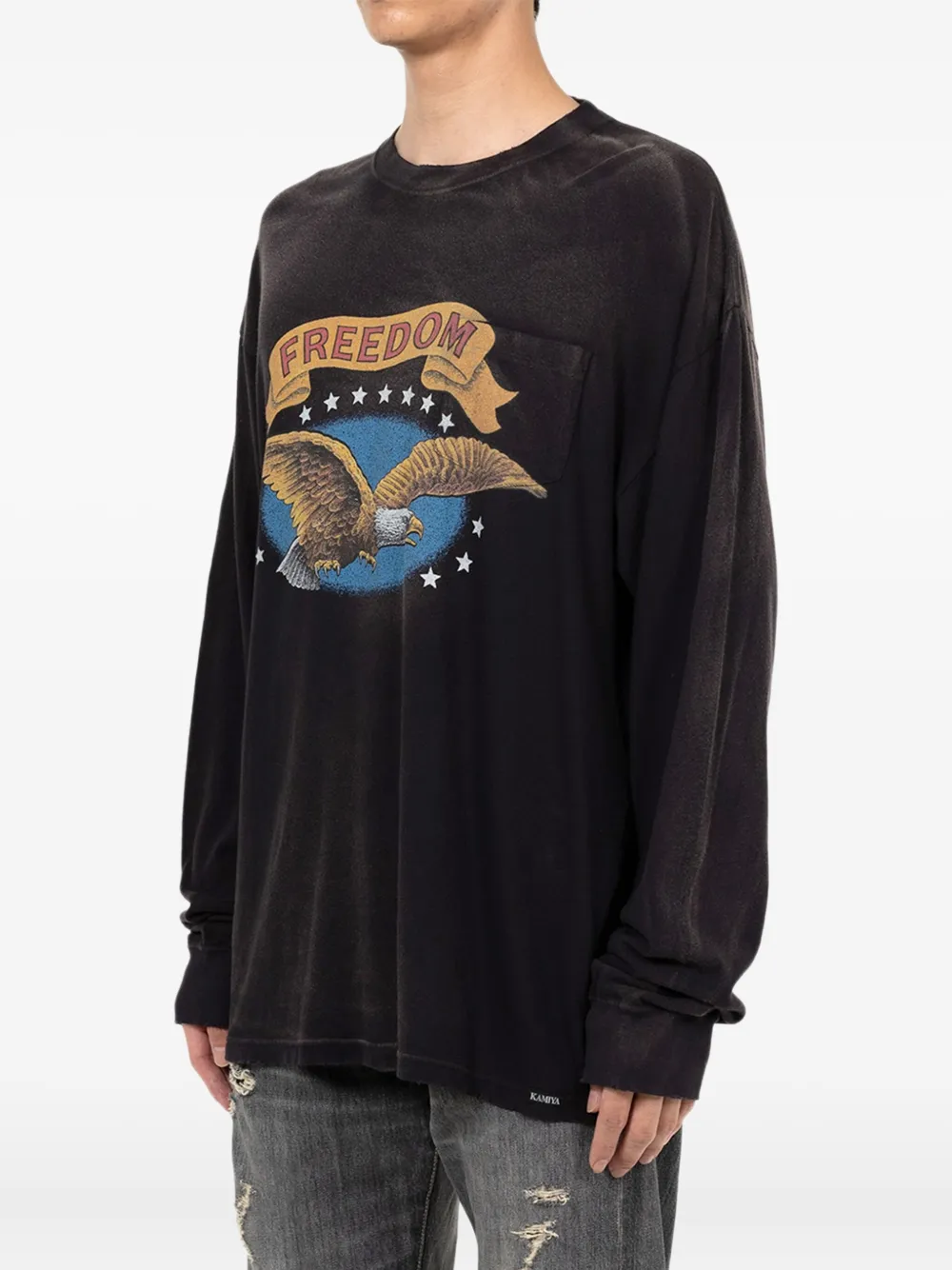  Kamiya Eagle-graphic Long-sleeved Sweatshirt - Black 