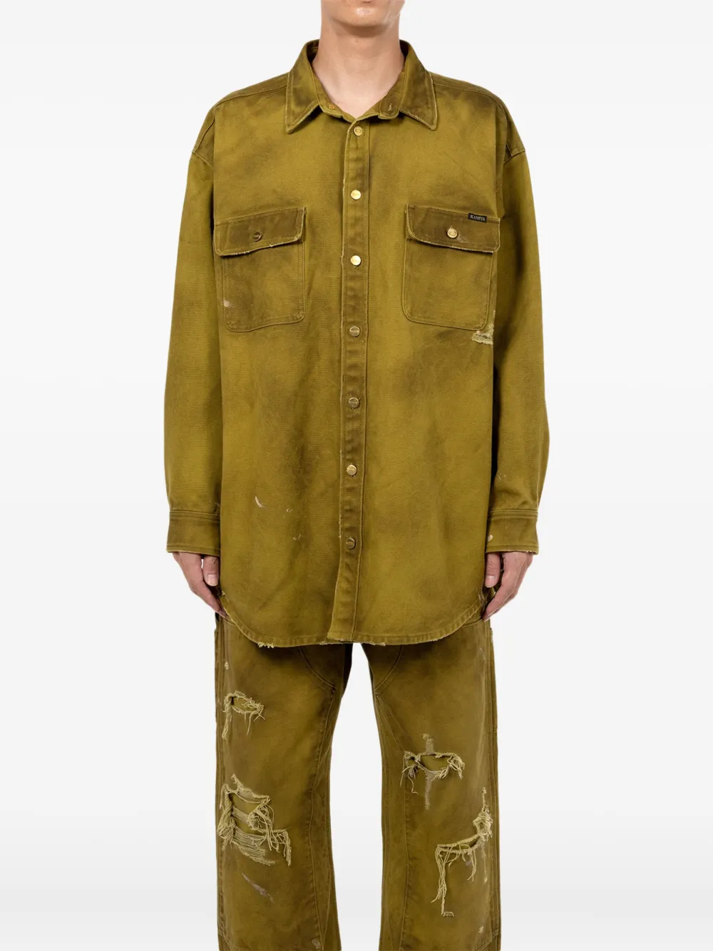 KAMIYA Overhemd met gerafelde zak - Geel