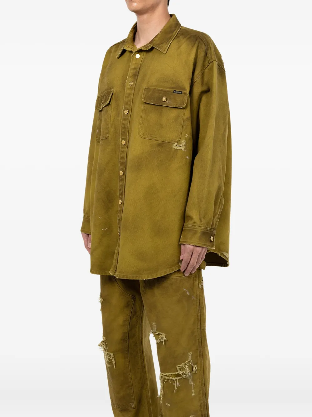  Kamiya Distressed Pocket Shirt - Yellow 