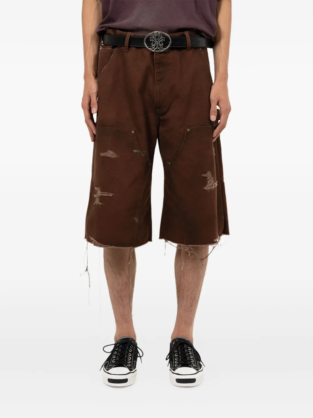 KAMIYA Gerafelde shorts - Bruin
