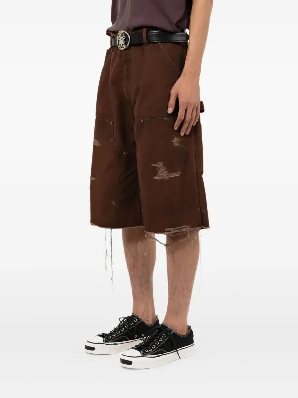 KAMIYA ダメージ ショートパンツ | ブラウン | FARFETCH JP