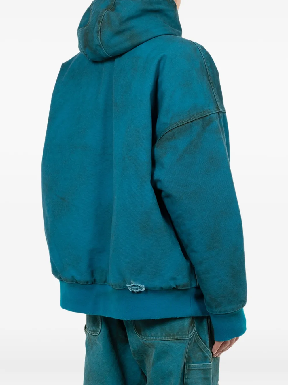 KAMIYA Boro gerafeld jack met rits Blauw