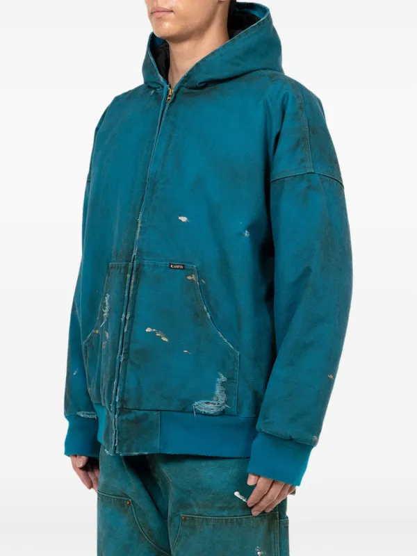 KAMIYA Boro Distressed zip-up Jacket | Blue | FARFETCH ZA
