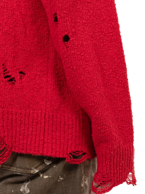 KAMIYA Distressed Faded Cardigan | Red | FARFETCH PT