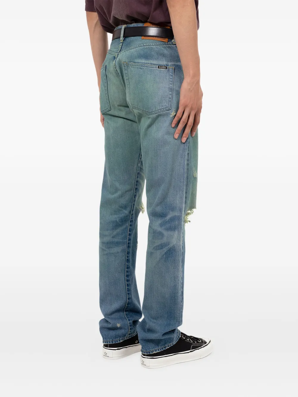 Kamiya Distressed Straight-leg Jeans In Blue