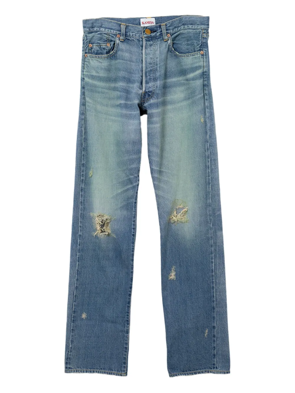 KAMIYA  distressed straight-leg jeans | Blue | Image 1