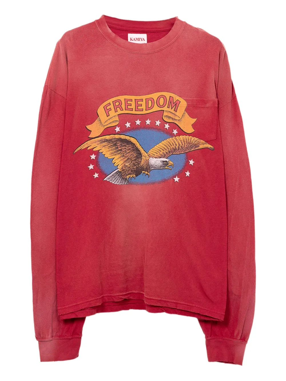 KAMIYA  t-shirt Freedom à effet usé | rouge | Image 1