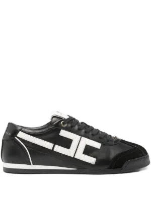 スニーカー ELISABETTA FRANCHI Leather sneakers with logo Elisabetta Franchi Logo-Embroidered Leather Sneakers in