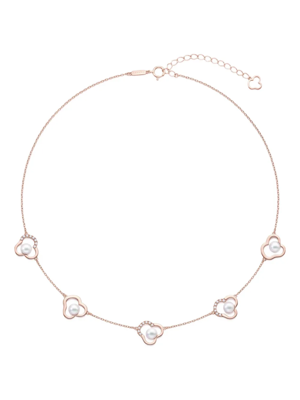 TASAKI 18K rose gold Chants signature akoya pearl and diamonds necklace - Oro