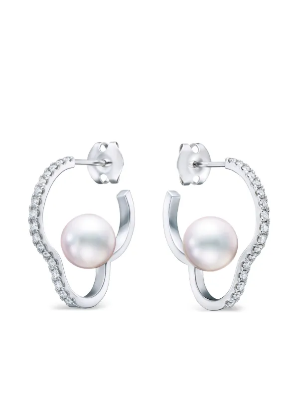 TASAKI Chants アコヤパール＆ダイヤモンド ピアス 18Kホワイト