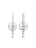TASAKI 18K white gold Chants signature akoya pearl and diamonds earrings - Silver