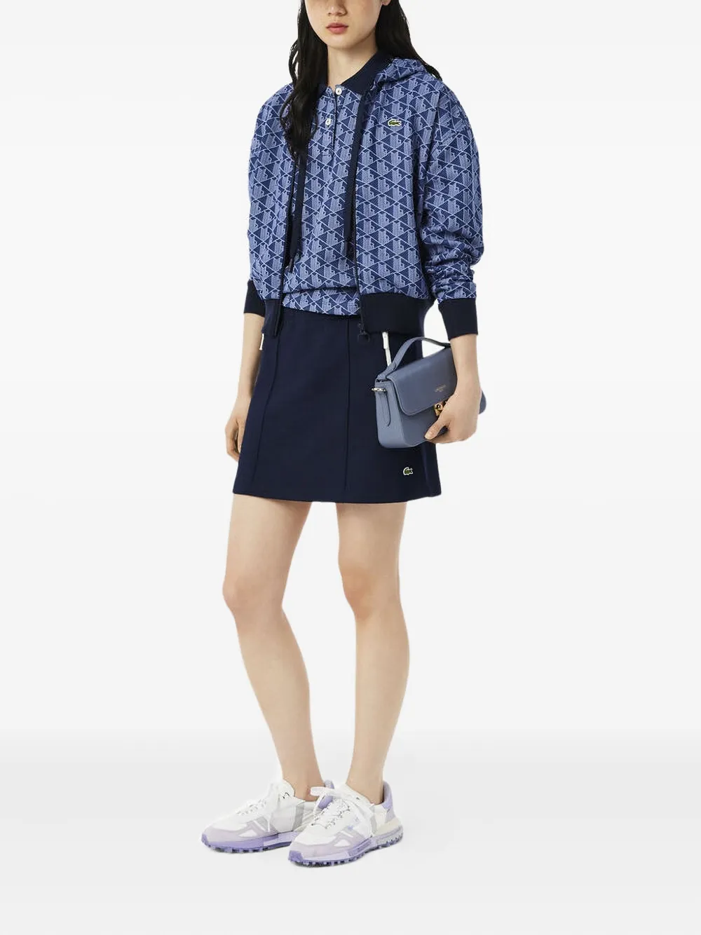 Lacoste monogram-jacquard polo shirt - Blauw