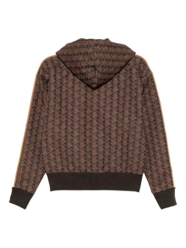 LACOSTE ブラウン パーカー レディース ベロア ライン Lacoste Monogram Jacket | Brown | FARFETCH