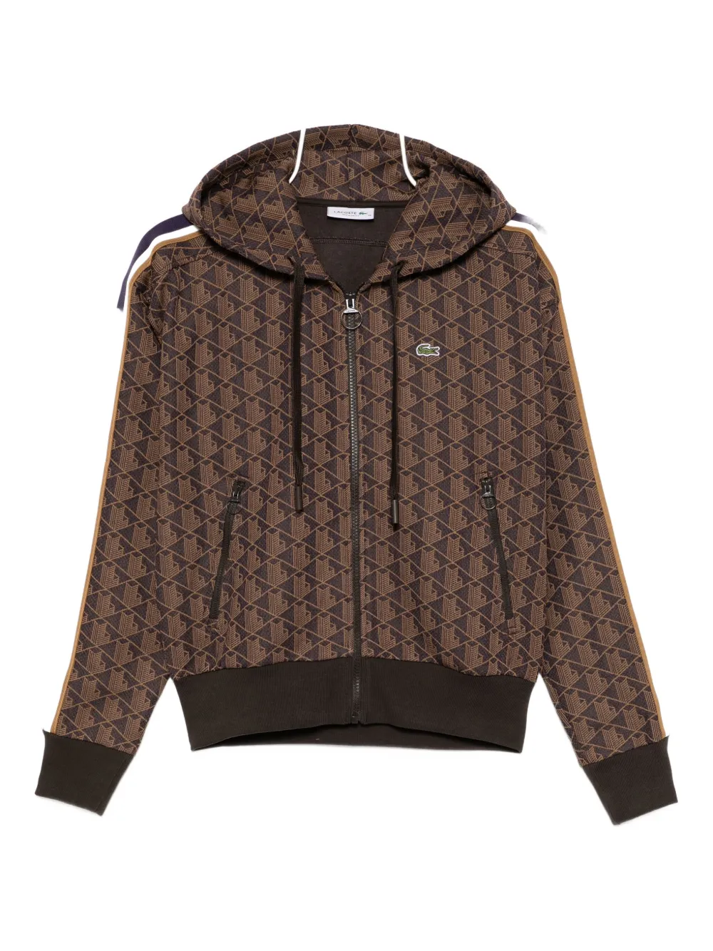 Lacoste Monogram Jacket In Brown