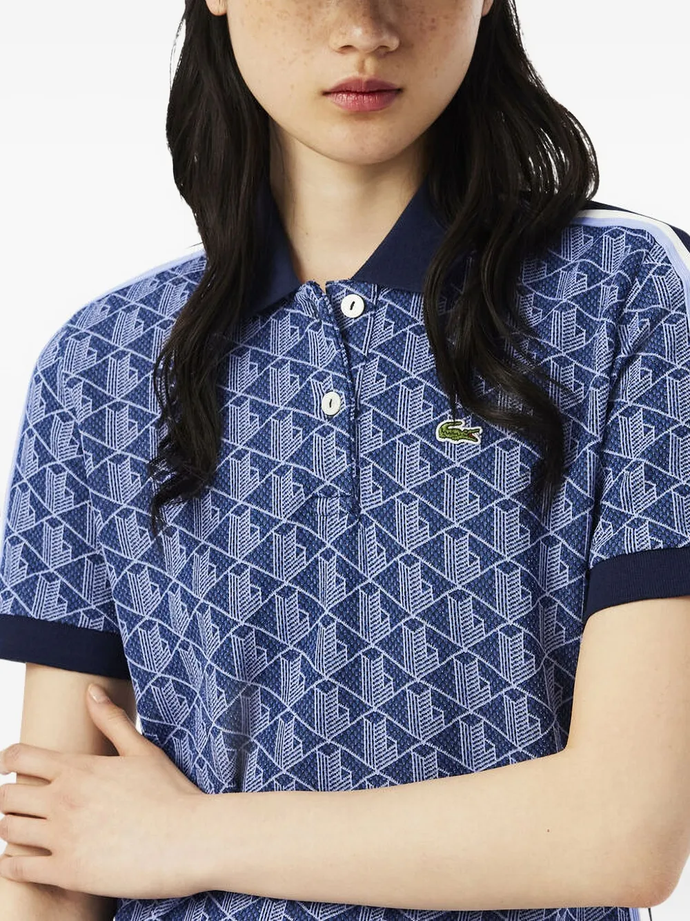 Lacoste Mini-jurk met polokraag en patroon Blauw