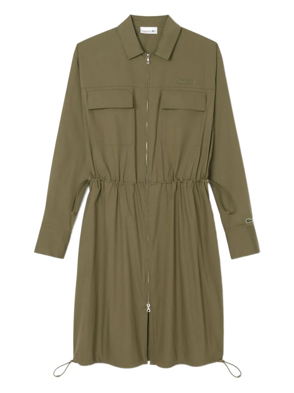 Lacoste Zip-front Drawstring Dress In Green