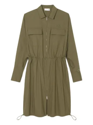 h&m olive green shirt dress Women's Dark khaki green Belted shirt dress