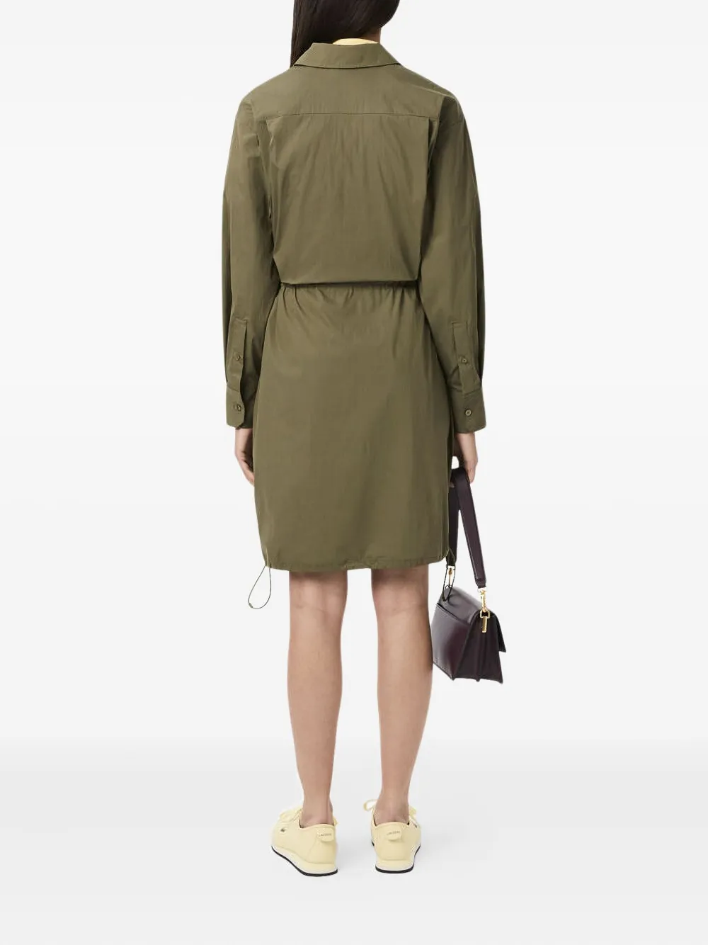 Lacoste Zip-front Drawstring Dress In Green