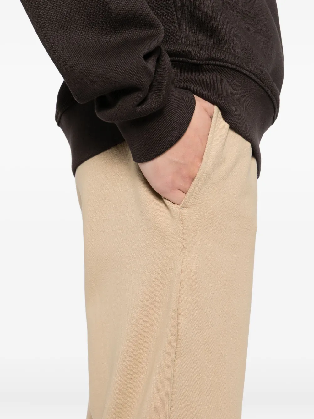Lacoste Logo-embroidered Trousers In Neutral