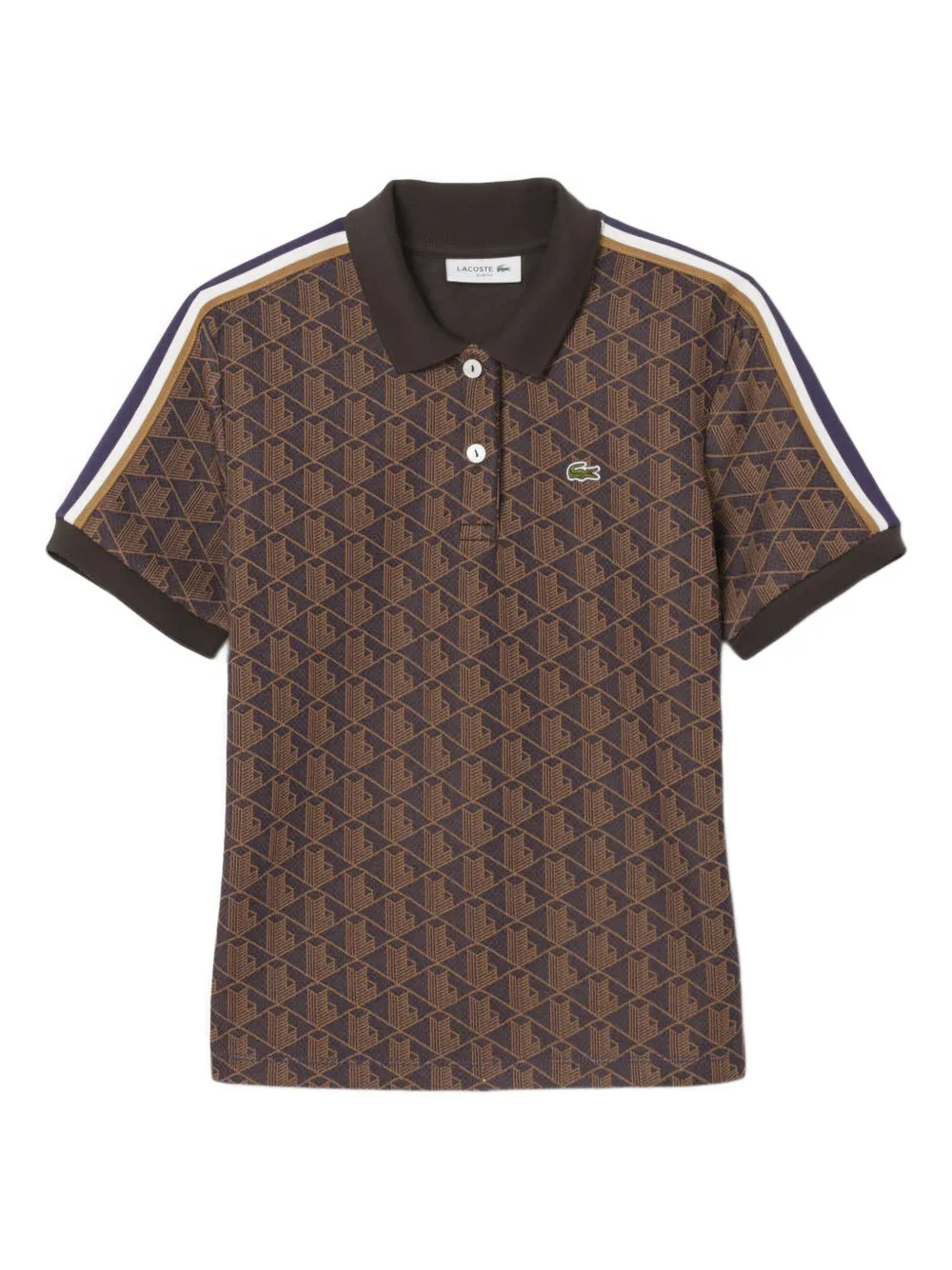 Lacoste geometric-pattern polo top | Brown | Image 1