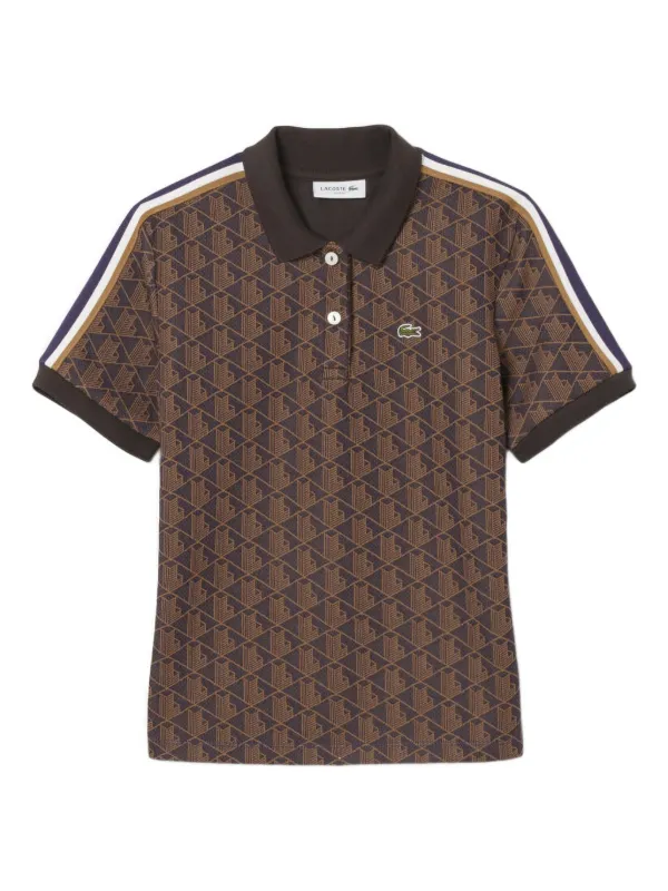 Lacoste geometric-pattern Polo Top | Brown | FARFETCH