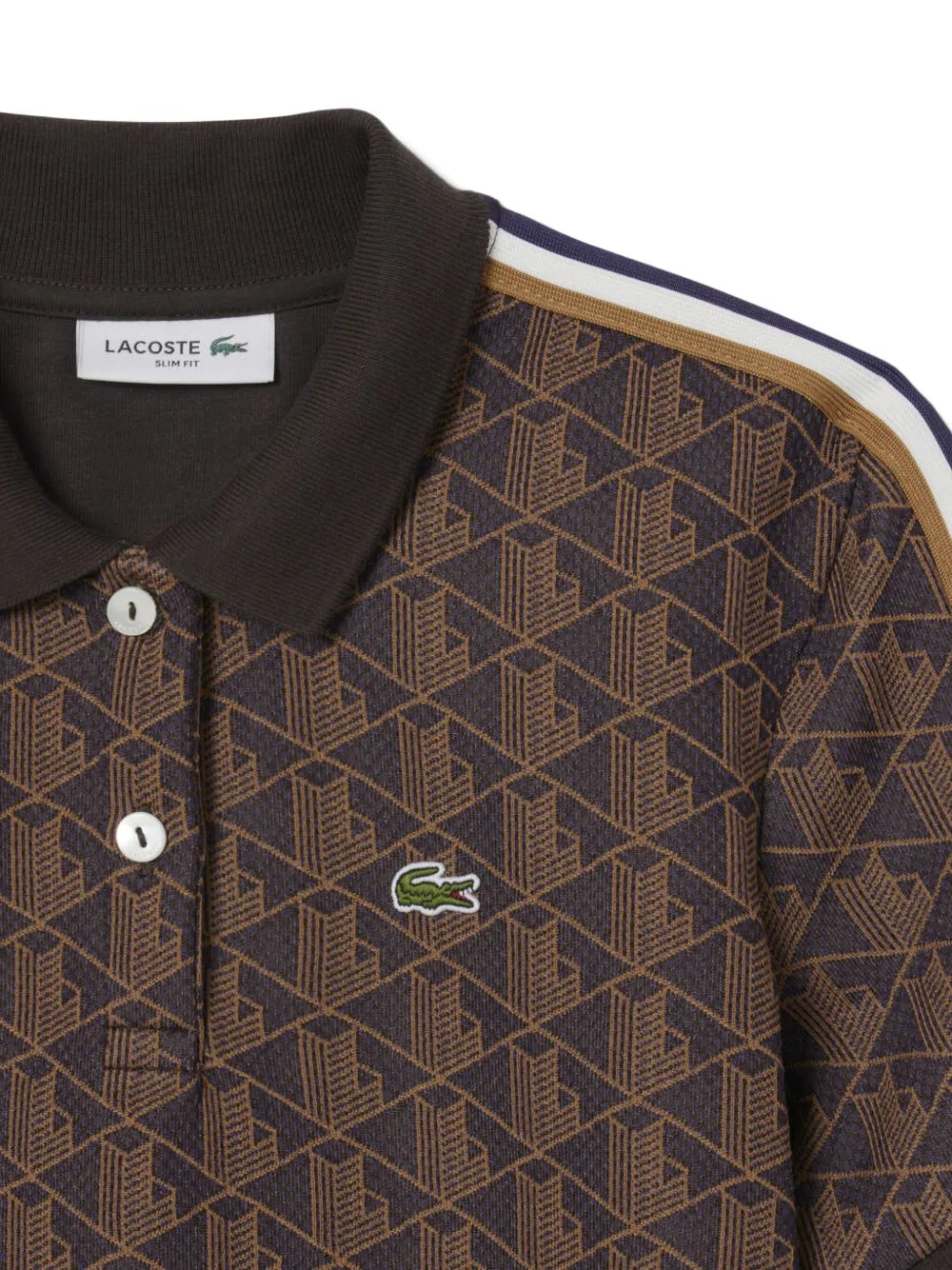 Lacoste Polotop met geometrisch patroon Bruin
