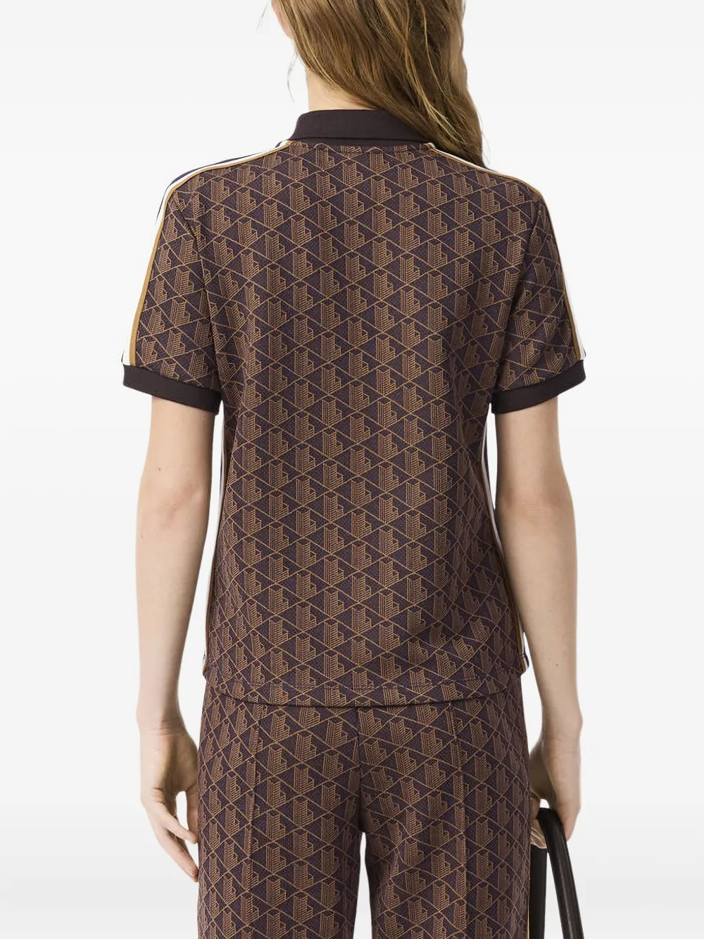 Lacoste Polotop met geometrisch patroon Bruin