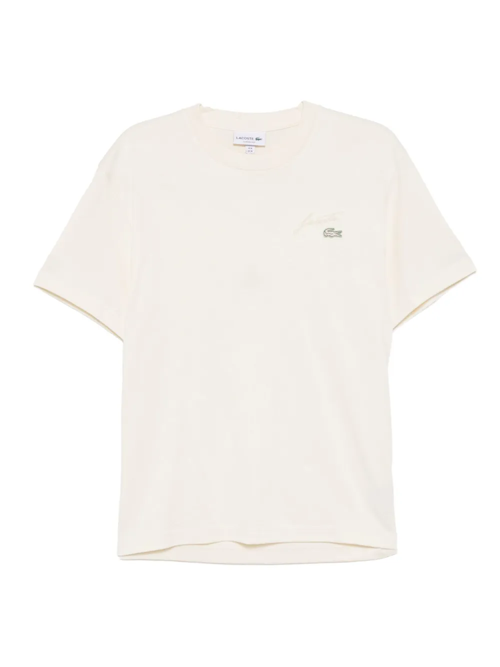 Lacoste Katoenen T-shirt met geborduurd logo Beige
