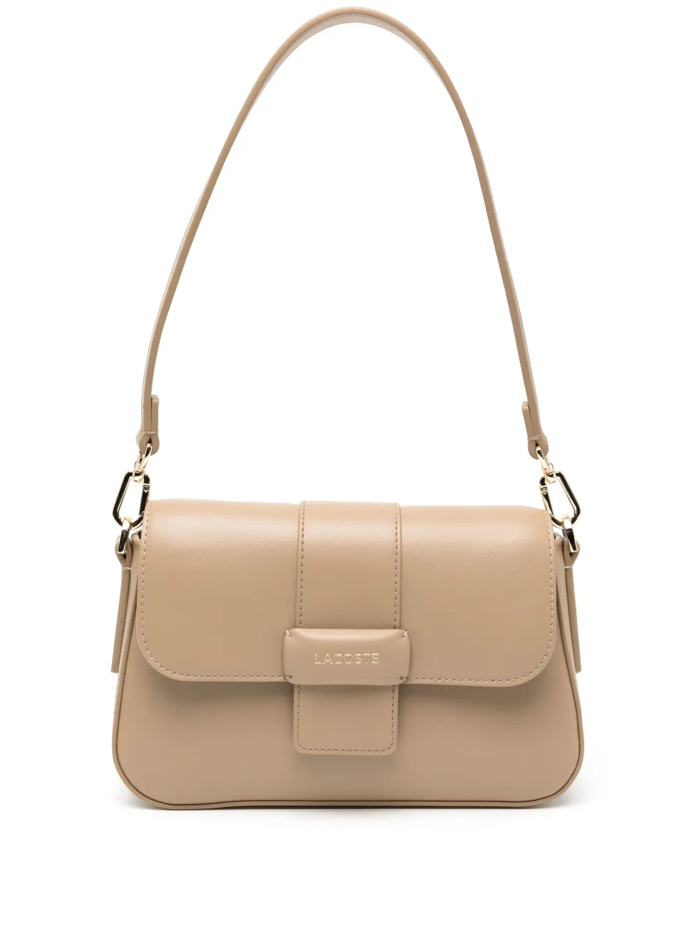 Lacoste logo-appliqué flap bag - Marrone