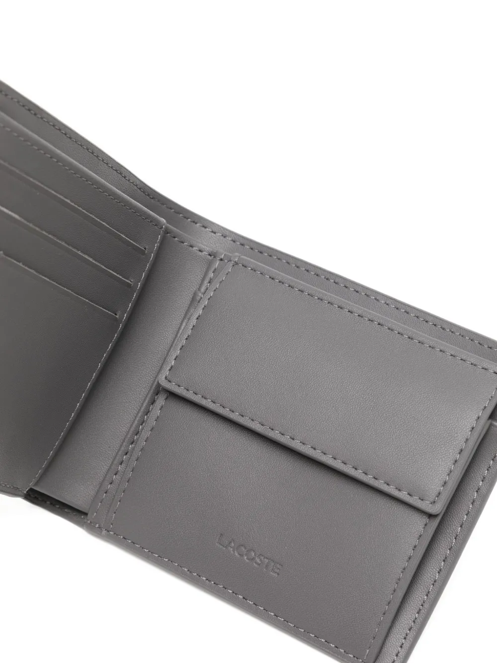 Lacoste Monogram Leather Wallet In Gray