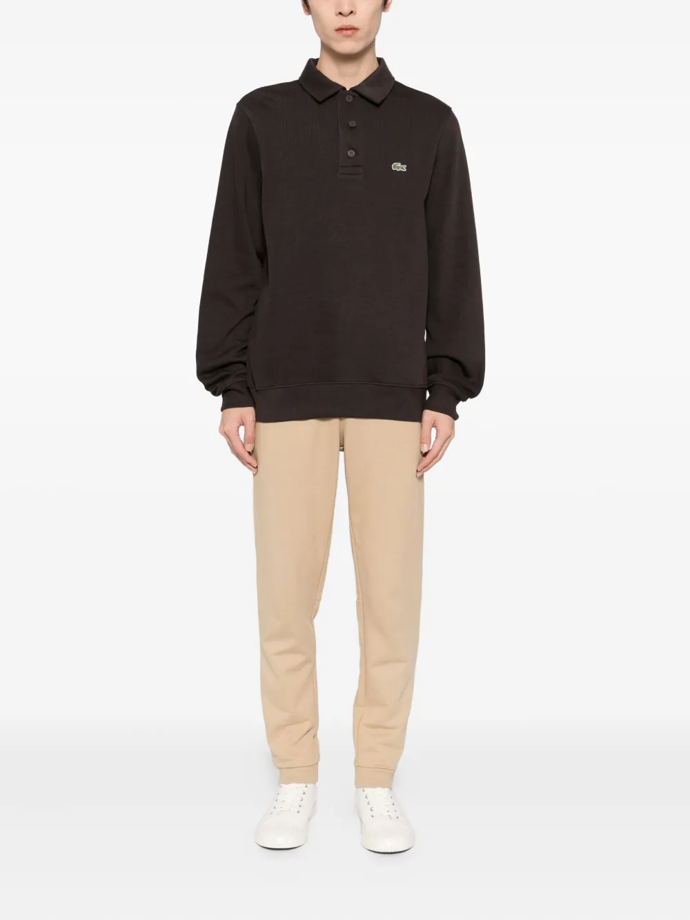 Lacoste Logo-embroidered Polo Shirt In Black