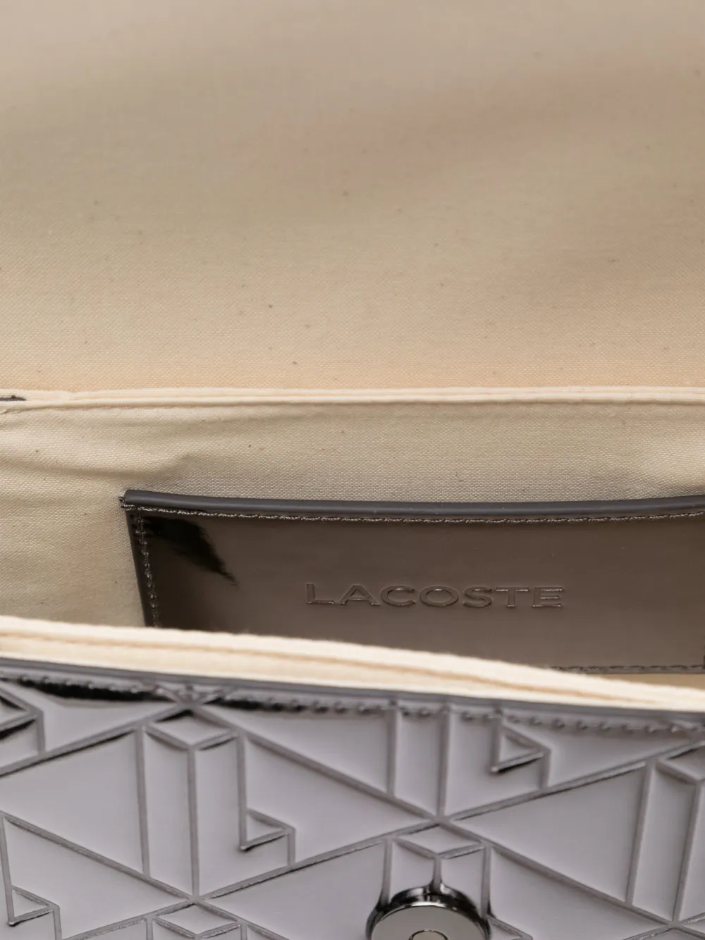 Lacoste Logo-embroidered Crossbody Bag In Gray