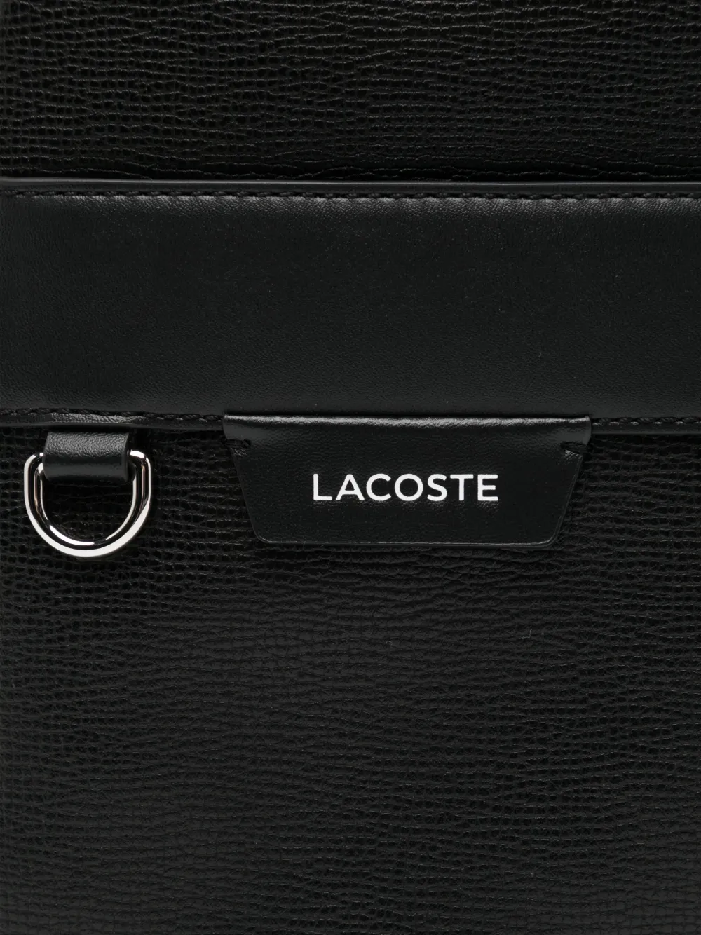 Lacoste Ossian Leather Messenger Bag In Black