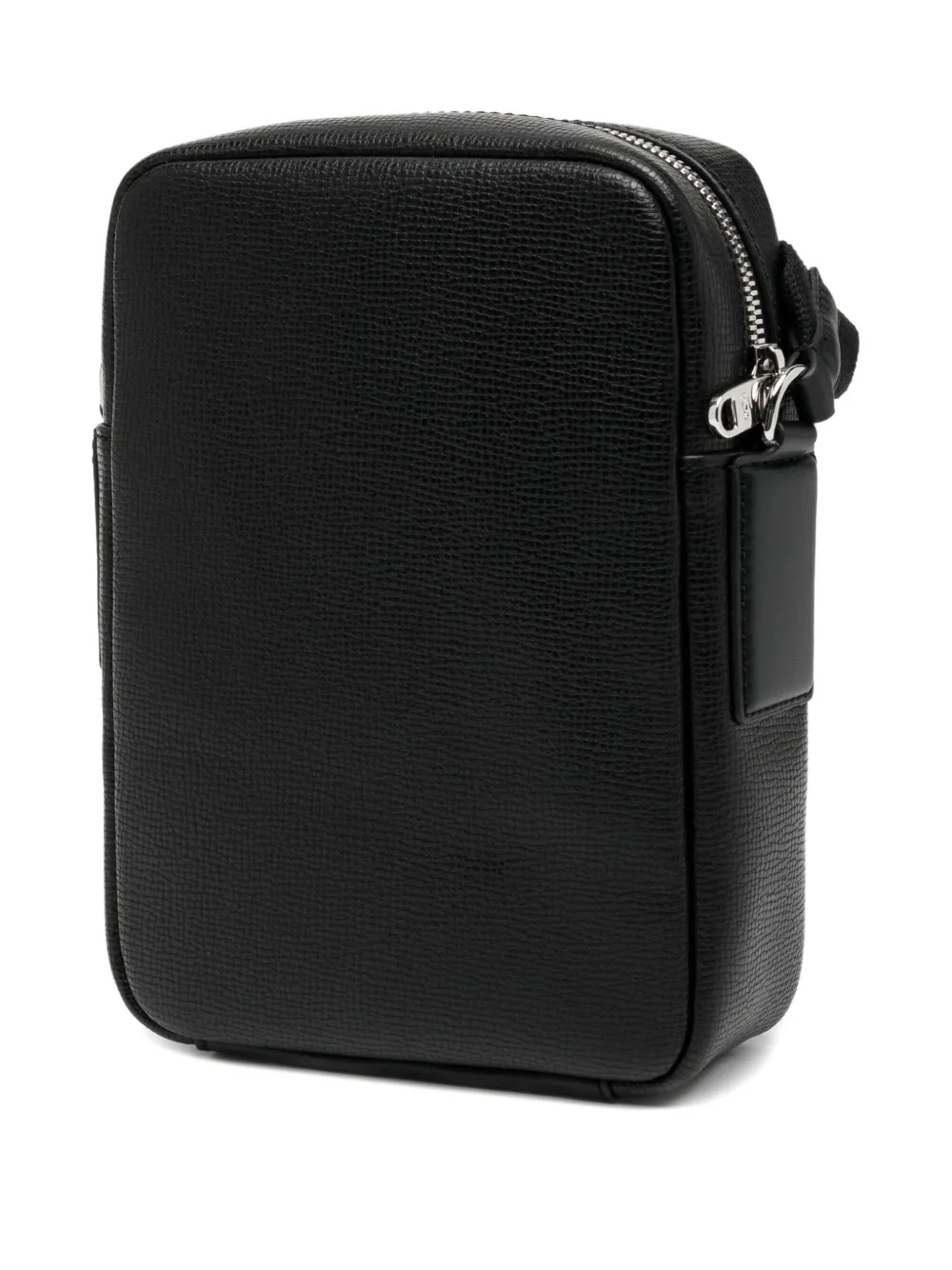 Lacoste Ossian Leather Messenger Bag In Black