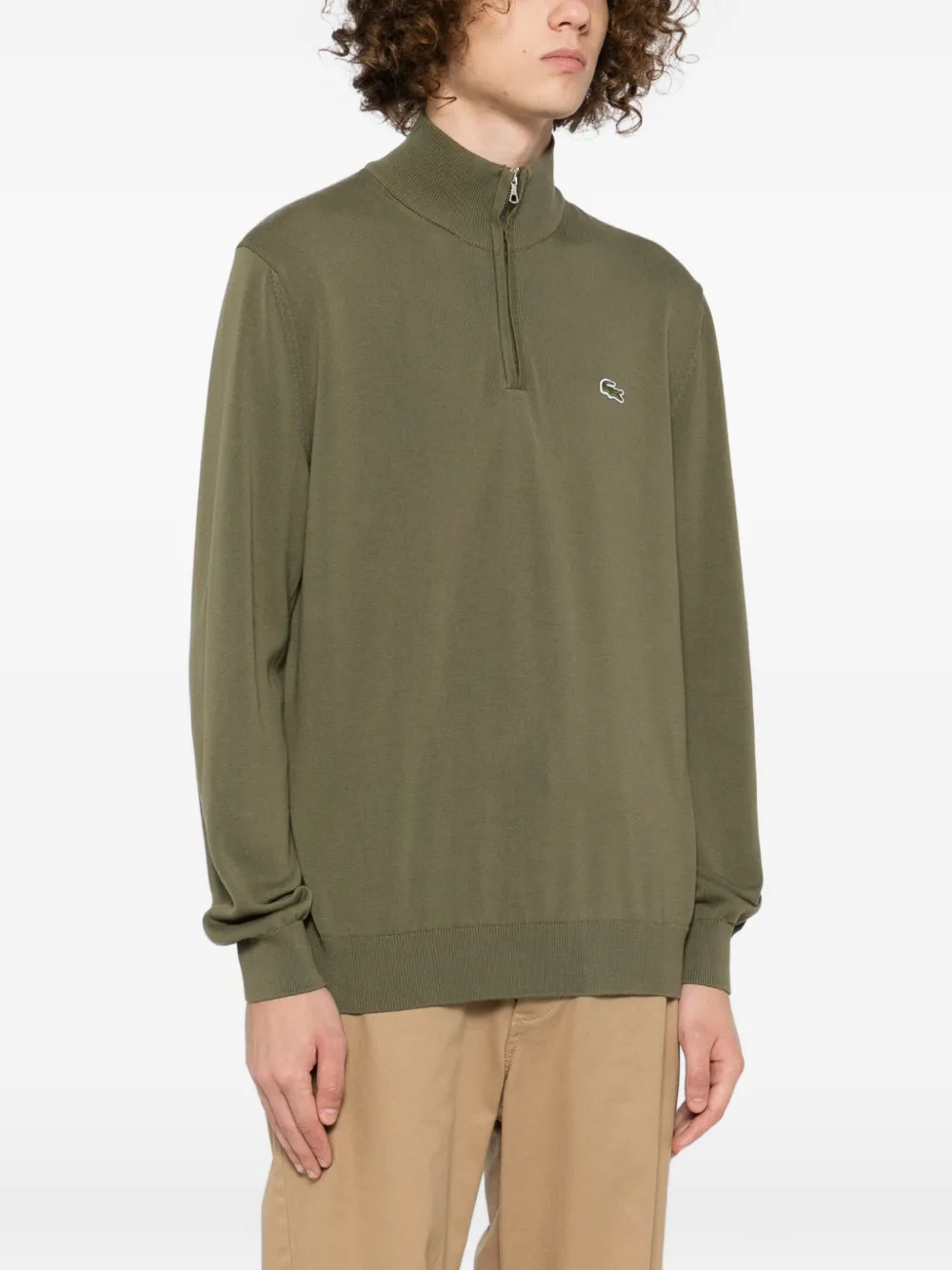 Lacoste cotton high-neck jumper Groen