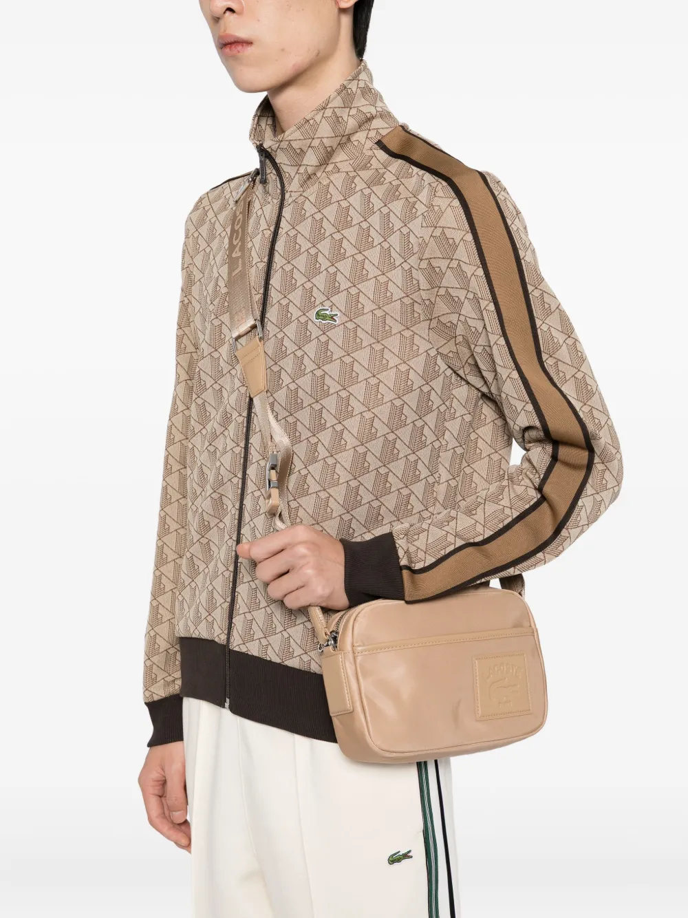 Lacoste Tas met logoplakkaat - Beige